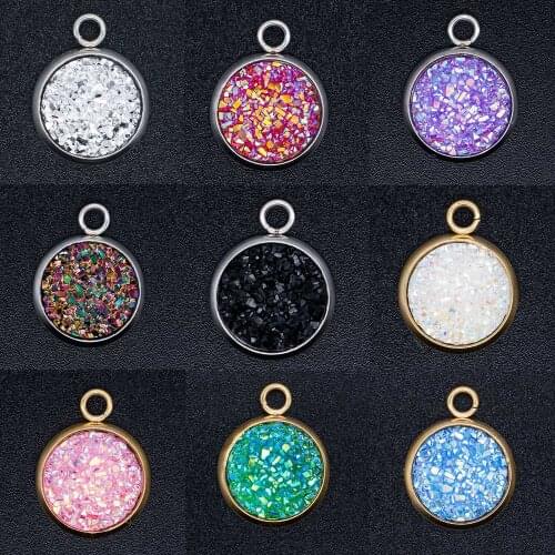 5pcs/lot Real Stainless Steel Shinning Star Resin DIY Charm Pendant Wholesale 316L DIY Jewelry Finding Charms 24 Colors