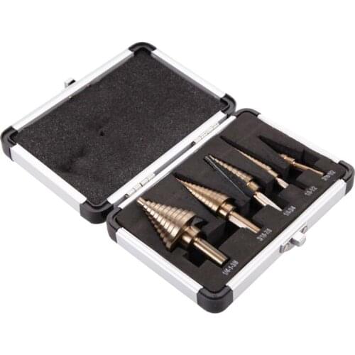 5pcs Step Drill Bits Set Round Cobalt Multiple Hole 50 Sizes High Speed Steel Wood Metal Drill Bit Set Power Tool with Case 2020