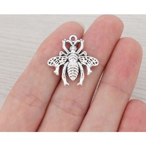 50 x Tibetan Silver 3D Bumble Bee Honeybee Insects Charms Pendants Beads for Necklace Bracelet Jewelry Making 26x25mm