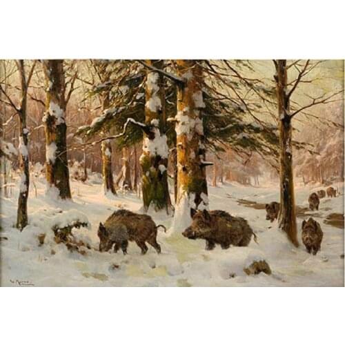 Diamond embroidery winter landscape 5D Diy diamond Painting Wild boar picture Needlework cross stitch diamond mosaic home decor