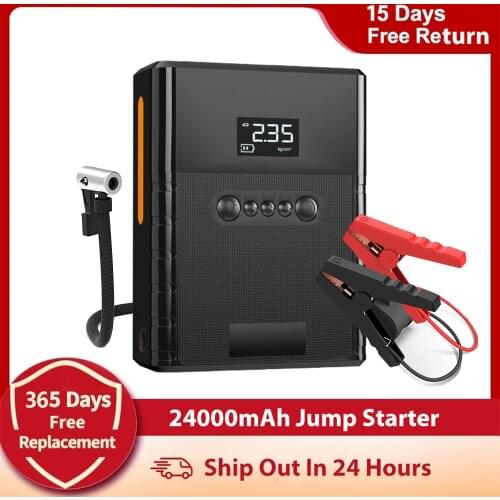 4 In 1 Car Jump Starter Pump Air Compressor 24000mAh 2000A Power Bank Car Battery Booster Charger Tire Inflator Starting Device