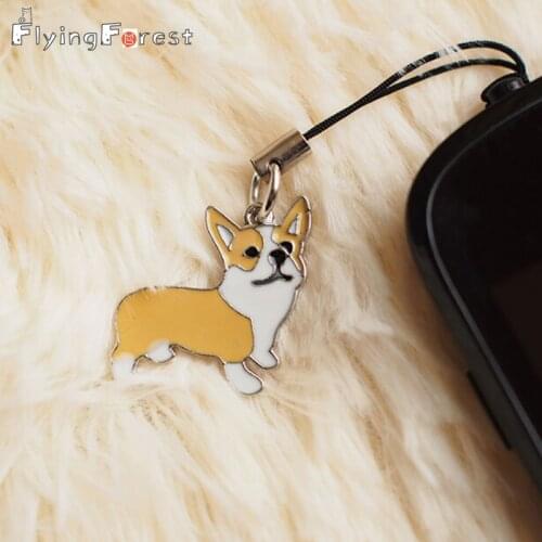 Lovely pet welsh corgi Dog Keychain for your phone Dogs Key Ring charm Wholesale Car Keyring gift Women Jewelry Tag key keychain