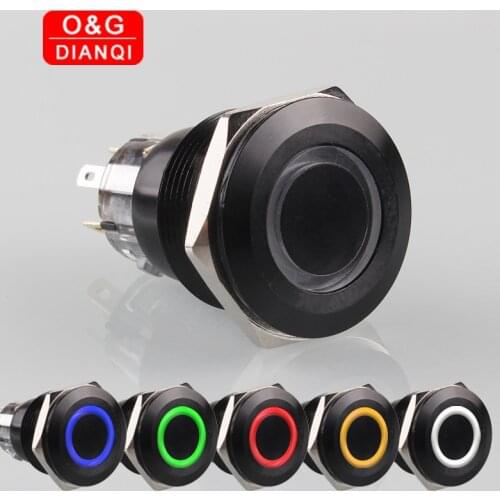 22mm Black Push Button Switch Waterproof Switch Self locking Momentary Metal Push Button with Free Socket for Car Computer