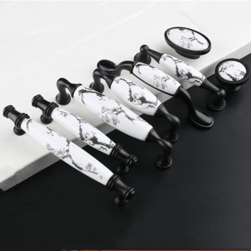 Chinese style ceramic cabinet door handle modern European style drawer knobs American furniture knobs wardrobe door handle