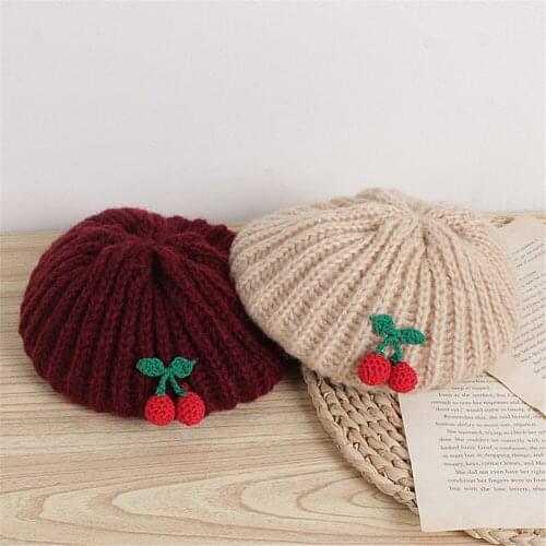 Pudcoco Kids Beret Fashion Windproof Woolen Hat Knitted Winter Warm Cozy Soft Hat Thickened Cap for Girs Boys 1-4 Years