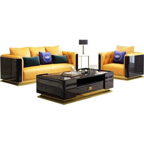 Sofa 123 Combination Post-Modern Simple Small-Sized Solid Wood Sofa Model Room sofa set