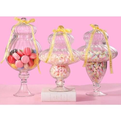 Europe Glass Candy Jar Transparent Bottle With Lid Candy Pot Storage Bottles & Jars Wedding Gifts Home Decoration