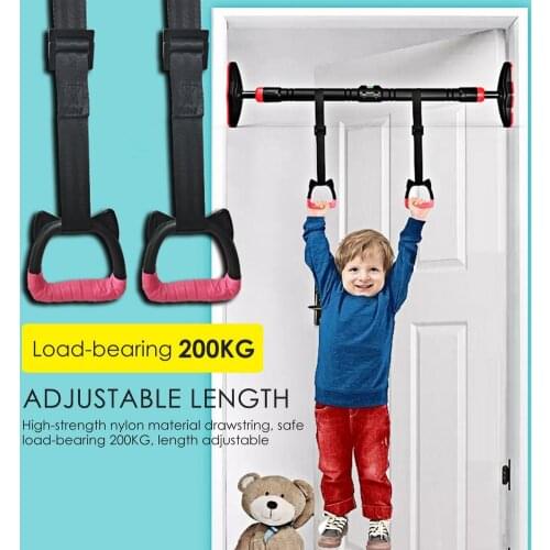 200kg Gymnastics Rings with Adjustable Straps for Child Full Body Strength Training Pull Ups Fitness Exercise Workout