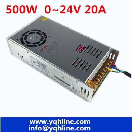 500W switching power supply 20A 0-24V AC To DC 24V SMPS For Electronics Led Strip Display LS-500-24 Digital voltage adjustable