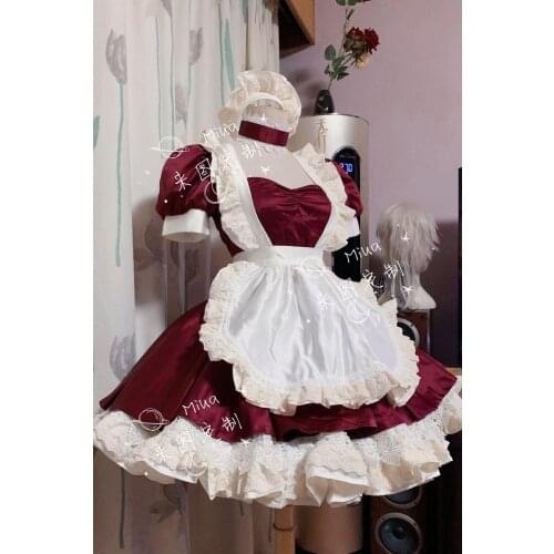 [Customized] Anime Demon Slayer/Kimetsu no Yaiba Tsuyuri Kanawo Maid Outfit Lolita Dress Cosplay Costume Halloween Free Shipping