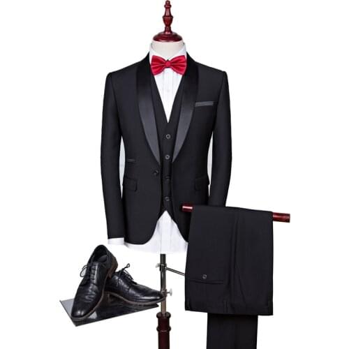 2021Suit three-piece mens fashion green fruit collar suit(blazer + pants + vest) mens groom wedding dress large size S-5XL