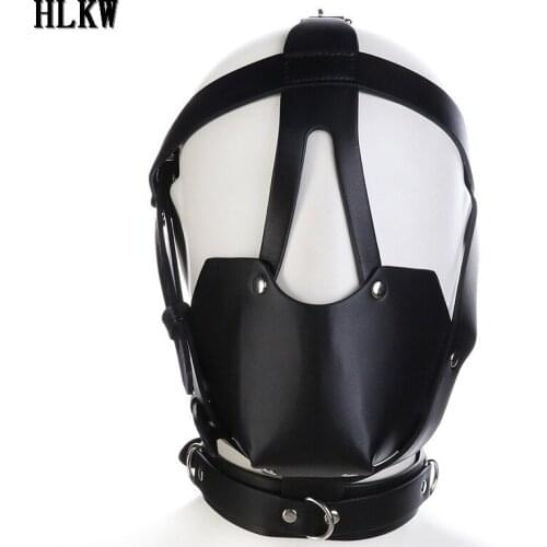 Sexy Mistress Leather Dog Bdsm Mask Headgear Bondage Restraints Cosplay Mask Costume erotic SM Slave Harness mittens Sex Toys