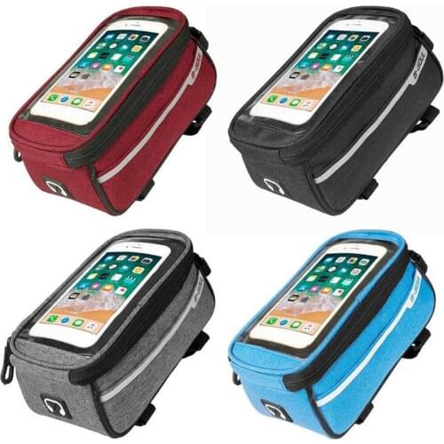 Bike Phone Top Tube Bag Bicycle Front Frame Bags Travel Mountain Bike Waterproof Mobile Phone Case Holder for Phone Below 6 Inch