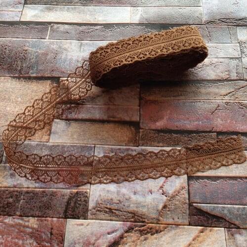 Beautiful Wholesale 10 Yards 28mm Width Coffee Embroidery Lace Ribbon DIY Jewelry Clothing Accessories For Sewing