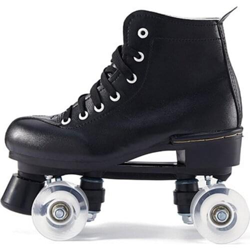 Summer Roller Skates Woman Man Kids Shoes Double Row Rollers On 4 Wheels Wear-resistant PU Leather Flashing Skate Wheel Gift
