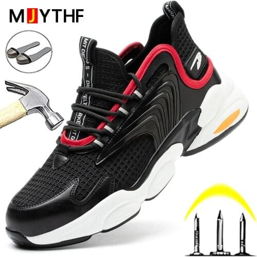 MJYTHF Safety Shoes Men Indestructible Shoes Puncture-Proof Boots Men Work Sneakers For Men Industrial Shoes Security Boots Male
