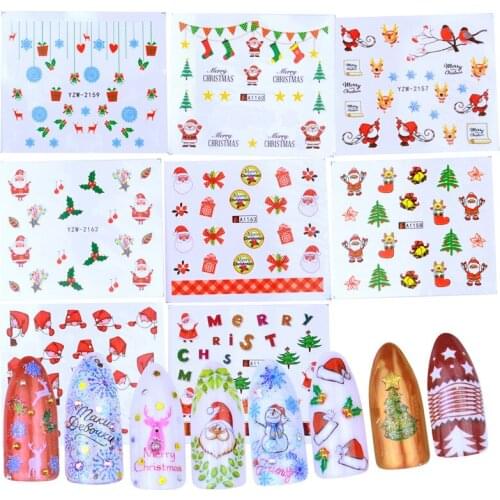 1 Sheet Water Transfer Stickers Nail Art Christmas Nail Stickers Deer Gift Snowflakes Image Winter Decorations