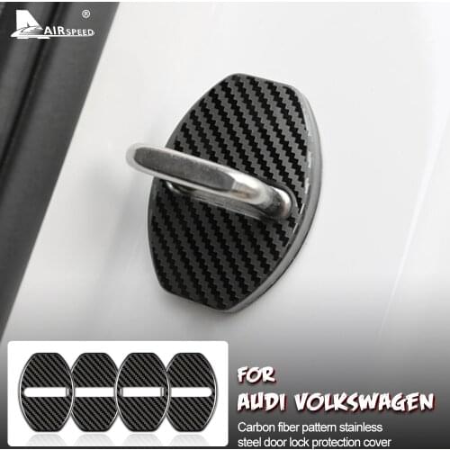 Stainless Steel Carbon Fiber Pattern for Audi A3 A4 A5 Q3 Q5 TT Volkswagen Tiguan Golf 6 7 Polo Accessories Car Door Lock Cover