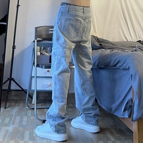 2021 New Jeans Men‘s Women‘s Straight Washed Three-dimensional Pants High Street Loose Trousers Trend -40