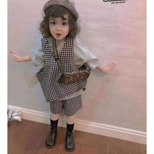 New Casual 2021 Three Piece Suit Fashion Children Baby Girl Clothes Vest Long Sleeve T-shirt Shorts Boys Set