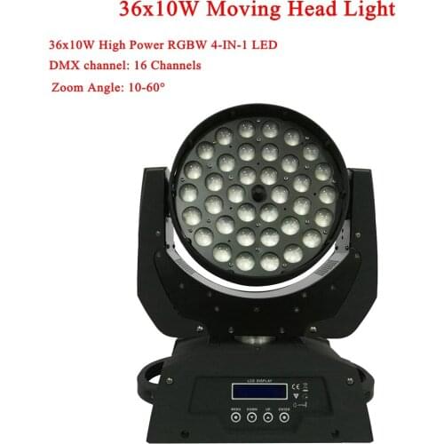 NEW LED 36x10w RGBW 4in1 Wash/Zoom Light DMX512 Moving Head Light Professional DJ /Disco /Bar /Party /Show /Stage Light
