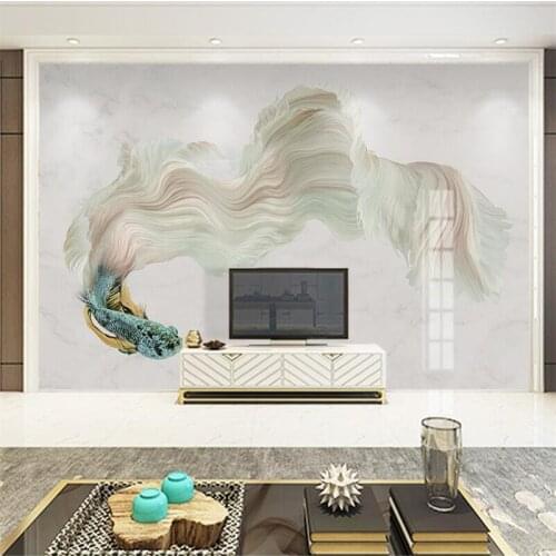 Beibehang Custom wallpaper modern abstract guppy art marble background wall custom large mural green wallpaper papel de parede