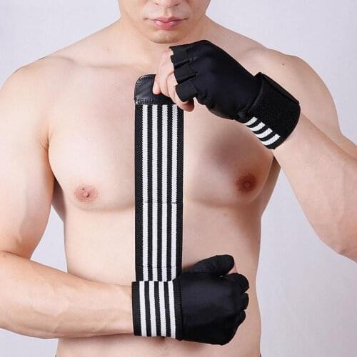 Half Finger Gym Fitness Gloves with Wrist Wrap Support for Women Men Crossfit Workout Power Weight Lifting Equipment