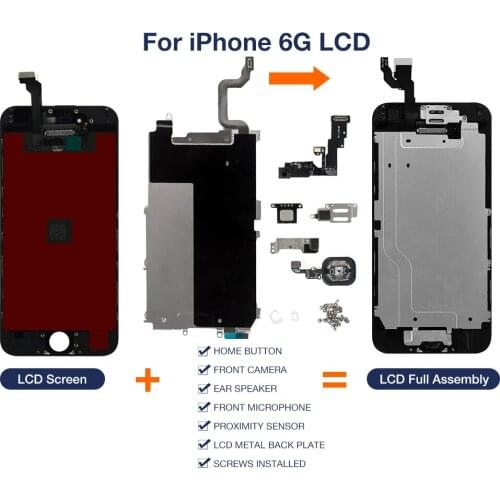 Complete Screen For iPhone 6 6G LCD Display Touch Digitizer Full Assembly Grade AAA+++ With Front Camera Home Button Replacement