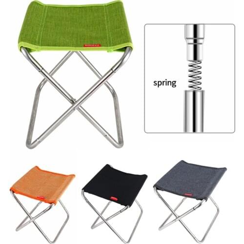 Portable Outdoor Stainless Steel Folding Chair Mini Stretchable Fishing Stool for Camping Picnic Barbecue