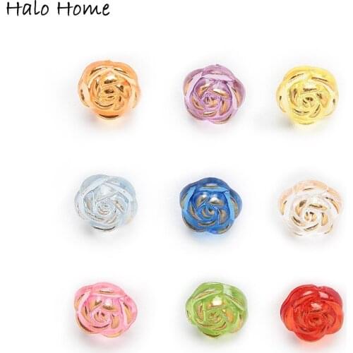 50pcs Shank Acrylic Round Buttons Rose Sewing Scrapbooking Gift Home Clothing DIY Making Handwork Decor 11mm