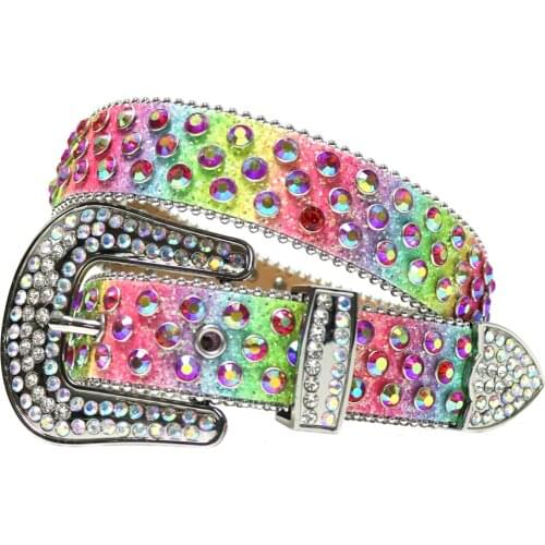 Fashion Rhinestones Bling Belts Western Cowgirl Strap Women Colorful Studded Cool Belt Cinto De Strass Ceinture Femme Jeans