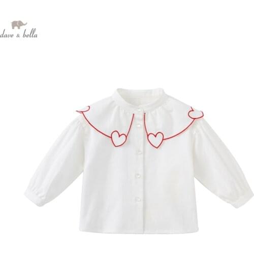 DB18452 dave bella autumn fashion baby girls love shirts infant toddler tops children high quality clothes