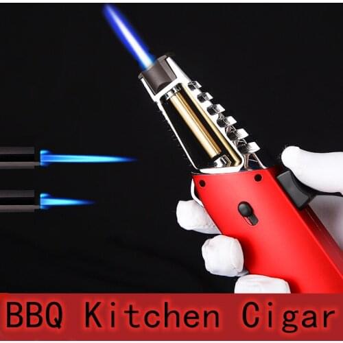 Pen Jet Butane Gas Lighter Spray Gun Kitchen Metal Torch Windproof Cigarette Cigar Lighter Outdoor BBQ Tool Gadgets For Men