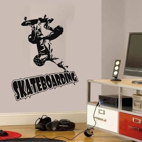 Skateboard Wall Decal SKATEBOARDER Skate Wall Stickers for Kids Room Vinyl Skateboard Stickers Removable Home Decor Mural C466