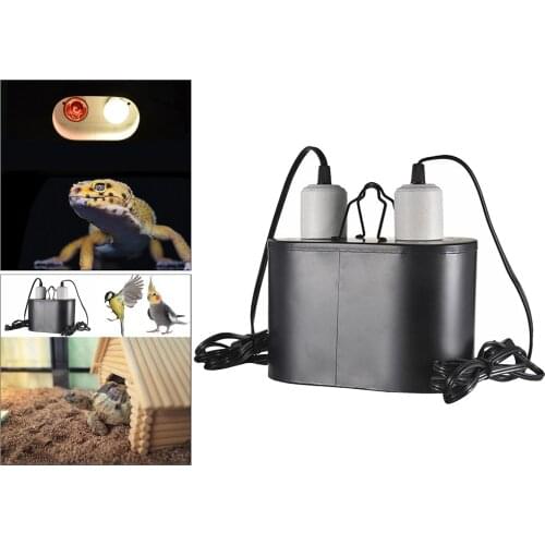 Pet Reptile Lamp Fixture Dual Dome Heat Light Base E27 for Lizard Terrarium