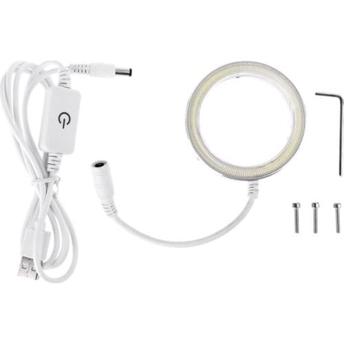 60 LED Ring Light for Microscope Brightness Adjustable STEREO ZOOM USB Plug Light Source Shadowless illuminator Lamp