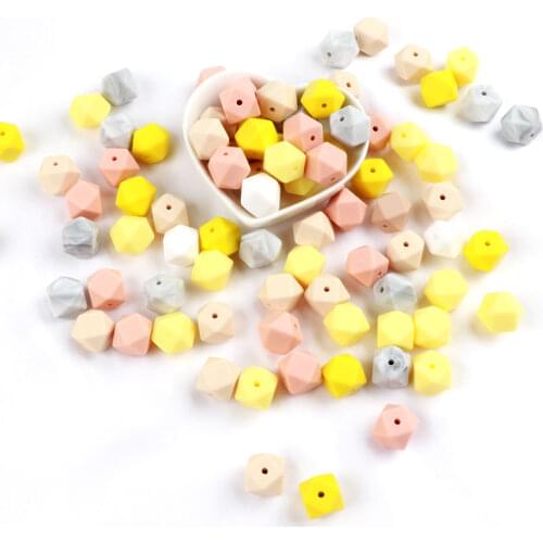 TYRY HU 50pc Large Hexagon Silicone Beads 17mm Silicone For Toys DIY Necklace For Baby Safe Jewelry BPA loose bead Chew Teething