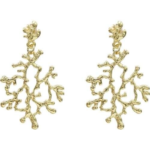 Vintage Gold Color Black Tree Leaf Shape Drop Earrings For Women Branches Fashion Earring Female Boho Indian Party Jewelry