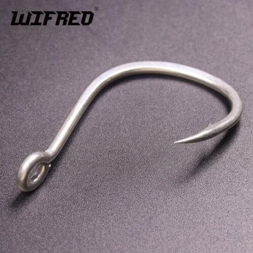 Wifreo 10pcs Bright Tin Plated Anti-rust Seawater Fishhook High Carbon Steel Barbed Offset Fishhook Big Assist Jigging Lure Hook