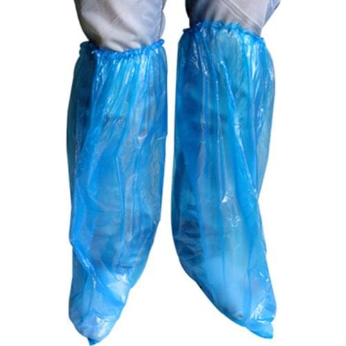 1 Pair Disposable Shoe Covers PE Waterproof Overshoes Rainproof Long Tube Protective Shoe Covers