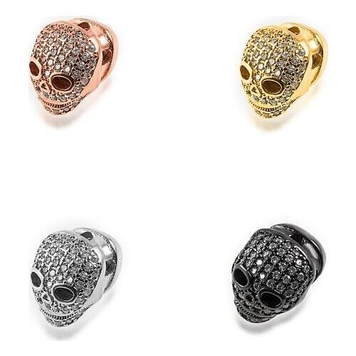 11*10mm Skull mask crystal micro pave cz zircon cubic zirconia beads DIY Copper necklace charm bracelet connectors cfh34