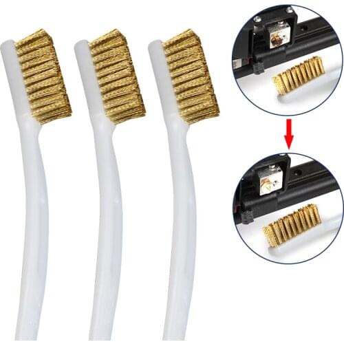 2Pcs/Lots 3D Printer Part Cleaner Tool Copper Wire Toothbrush Copper Brush Handle Nozzle Heater Block Hotend Cleaning Hot Bed
