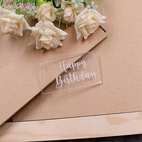 2pcs) CH1091-70mm Happy Birthday Tag / Rectangle Tag Party DIY Gift / Clear Acrylic Tag