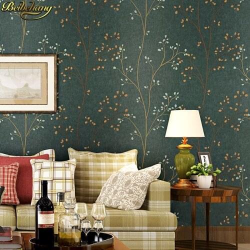 Beibehang American country retro 3d non-woven wallpaper idyllic twig leaves living room bedroom TV background papel de parede