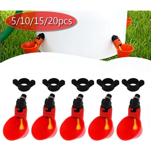 5-20PCS Automatic Chicken Drinker Quail Hanging Water Cup Nipple Drinking Bowls Feed Bird Coop Drinker Cups for Backyard Poultry