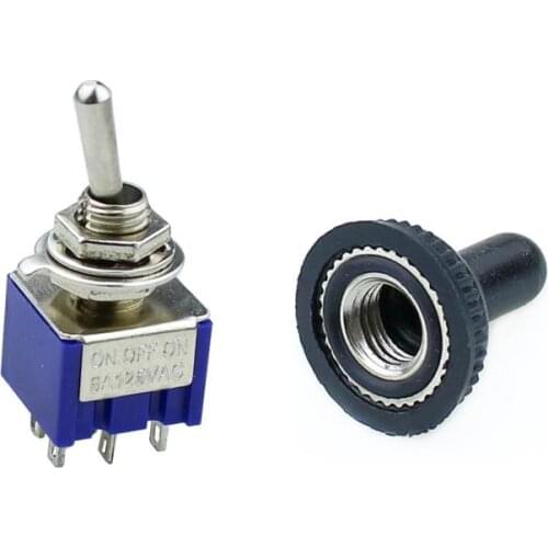 5Pcs Toggle Switch MTS-203 6 Pin ON/OFF/ON PDT 6A 125VAC/3A 250VAC Mini Switch Lever Switch blue S