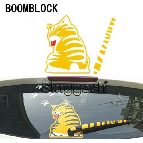 BOOMBLOCK Car Styling Window Wiper Cartoon Cat Sticker For Mercedes Benz W203 W204 W211 AMG Smart Starline A93 Citroen C4 C5 C3