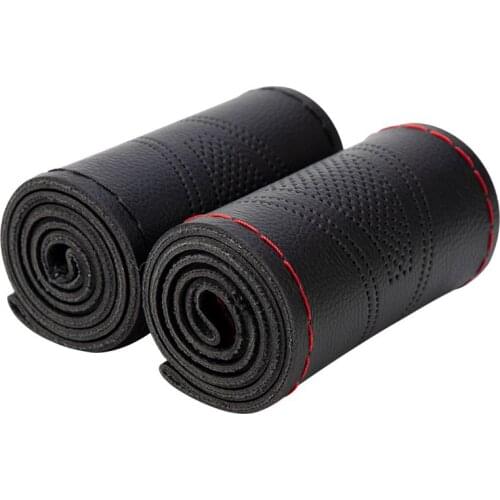 DIY Hand-sewing 38cm Car Steering Wheel Cover Fiber Leather braid Steering Wheel Cover Needle and Thread Interior Car accessorie