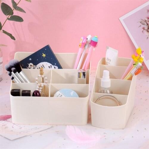 Home Desktop Multi-grid Rack Makeup Cosmetic Storage Box Organizer Living Room Remote Control Debris Storage Box Kawaii