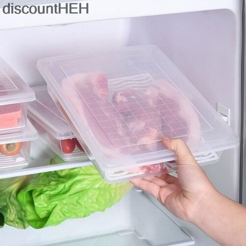 Food Fresh Storage Box Containers Kitchen Fridge Organizer Case Removable Drain Plate Tray Keep Fruits Food Storage Containers